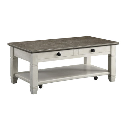 Granby Pine Cocktail Table in 2-Tone (Rosy Brown and Antique White)