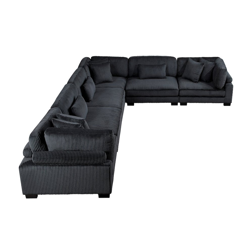 Traverse Corduroy 6-Piece Modular Sectional in Black