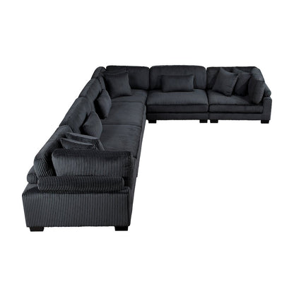 Traverse Corduroy 6-Piece Modular Sectional in Black