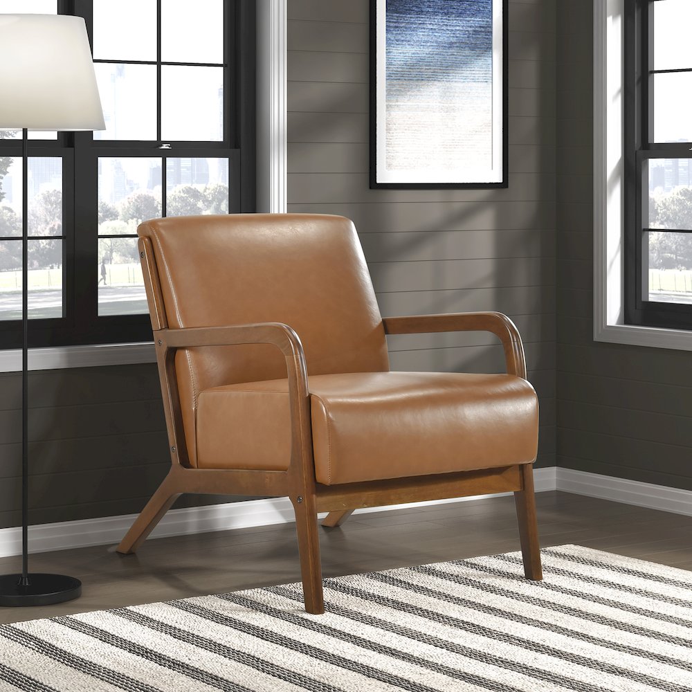 Gabe Faux leather Accent Chair in Matt Brown