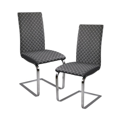 Yannis Faux leather Dining Room Side Chair, set of 2 in Gray