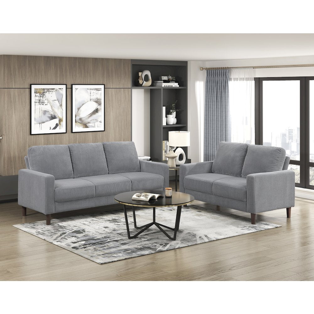 Crandall Corduroy Sofa in Gray