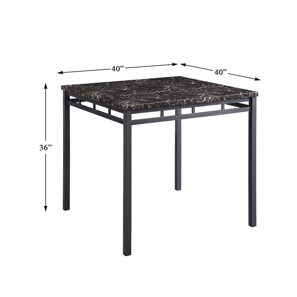Olney Faux Marble Counter Height Dining Table Set (Set of 5) in Black