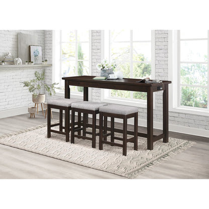 Connected Velvet Counter Height Set (Set of 4) in Espresso Finish