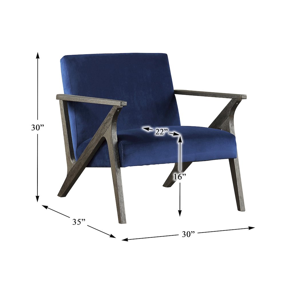 Coriana Velvet Accent Chair in Navy