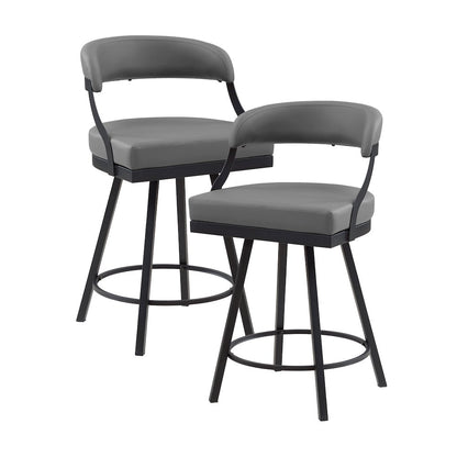 Crowley Faux leather Swivel Counter Height Chair in Gray