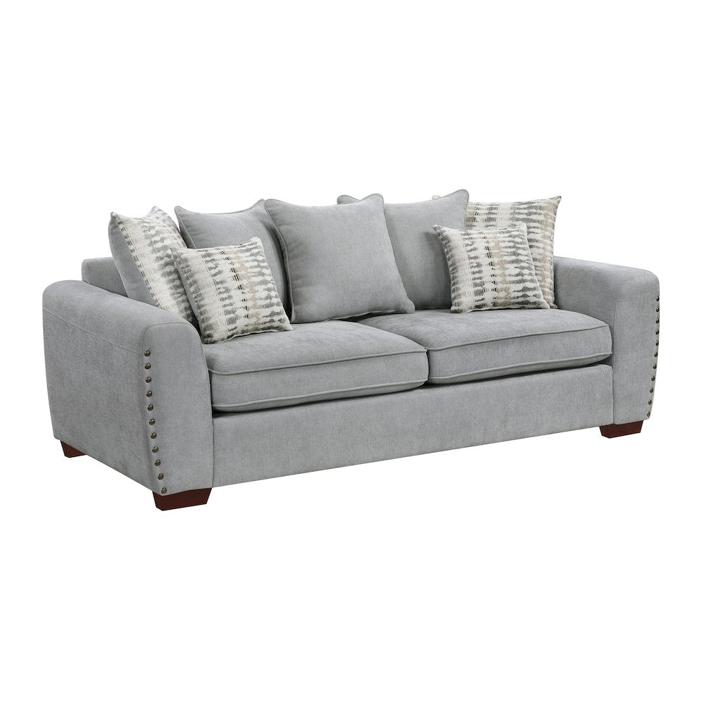 Hume Chenille 2pc Set: Sofa, Loveseat in Gray