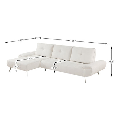 Dominic Chenille 2-Piece Sectional with Left Chaise in Beige