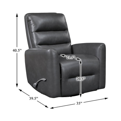 Dimitri Faux Leather Swivel Glider Reclining Chair in Gray
