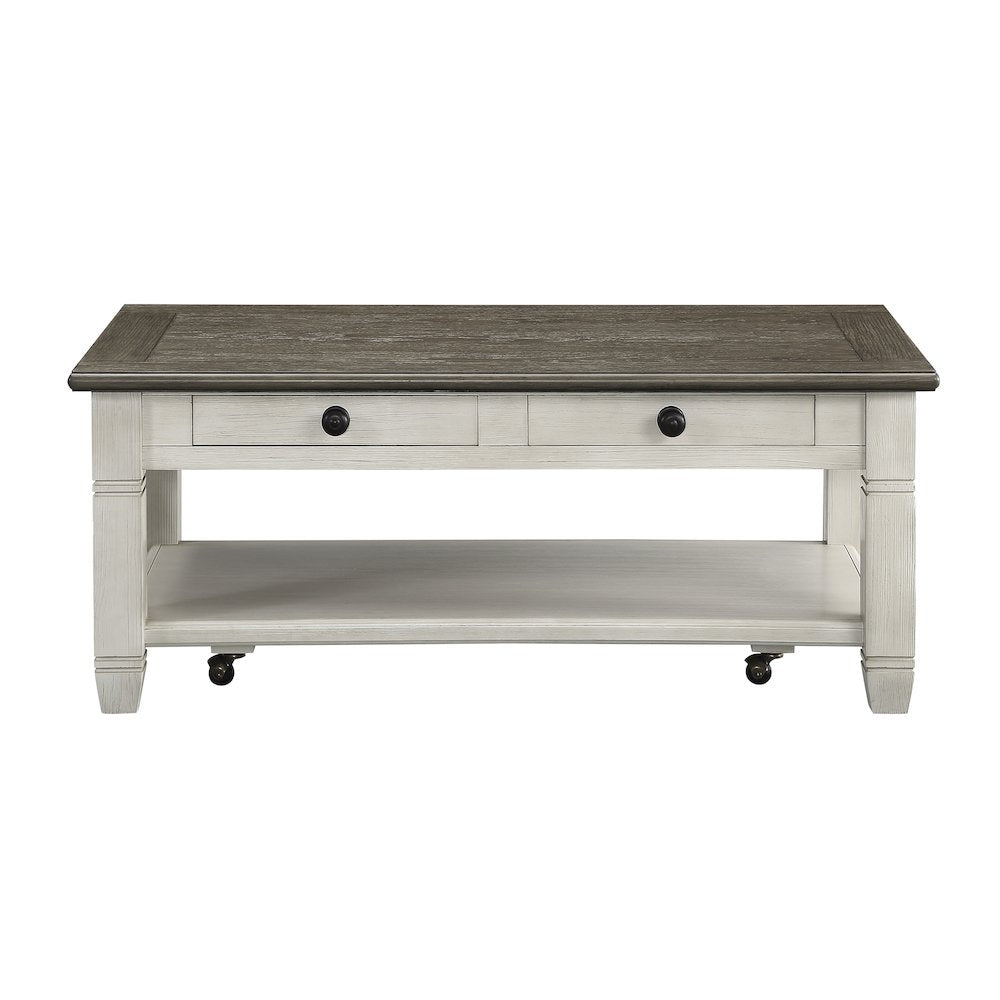 Granby Pine Cocktail Table in 2-Tone (Rosy Brown and Antique White)