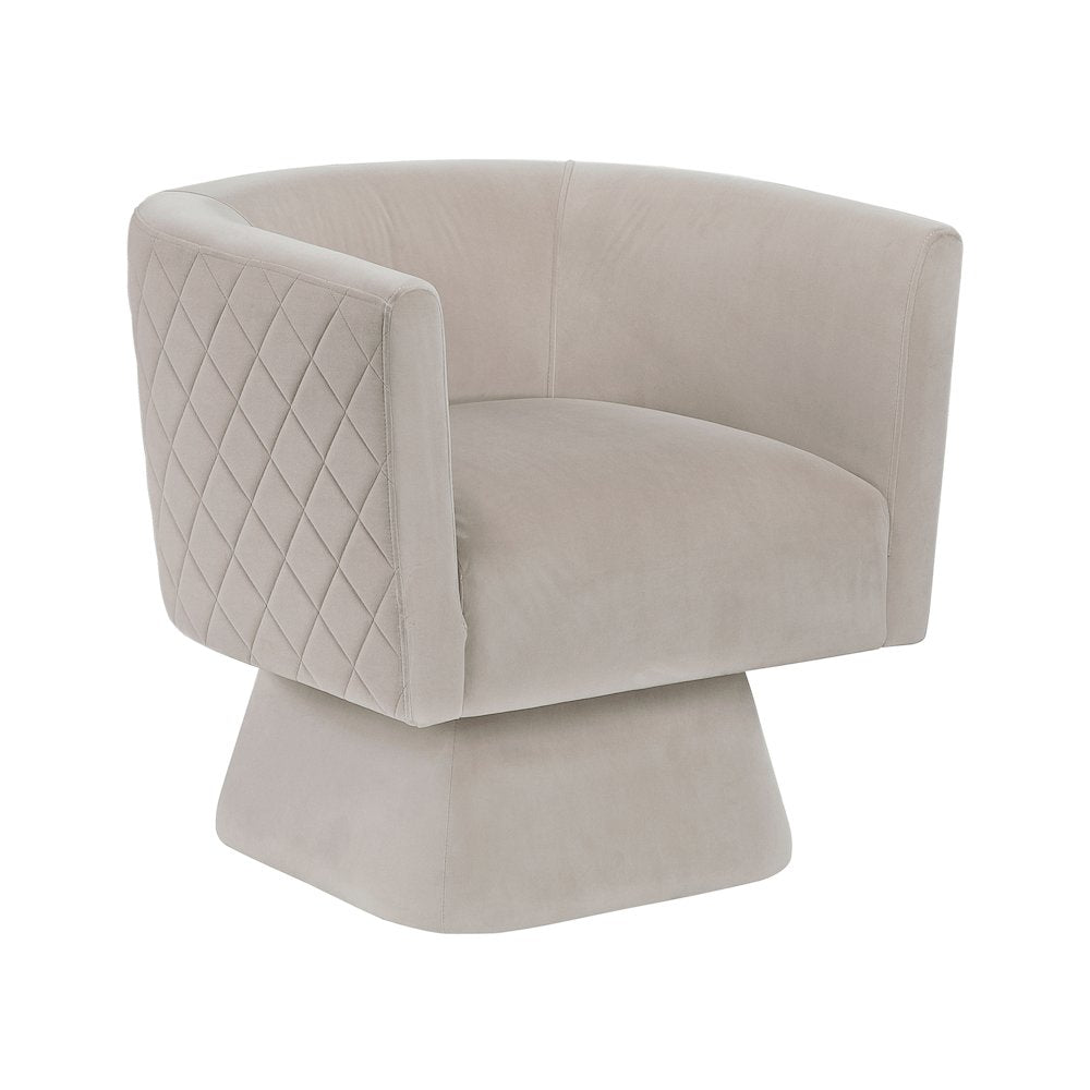 Candace Velvet Swivel Chair in Taupe