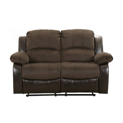 Cranley Faux Leather Double Reclining Loveseat in Chocolate