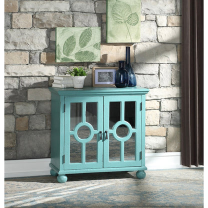 Poppy Asian Hardwood Accent Chest in Antique Aqua
