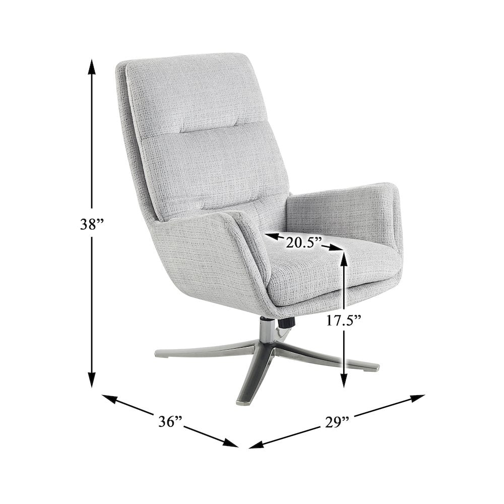 Parker Chenille Swivel Chair with Ottoman in Gray