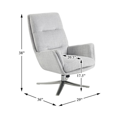 Parker Chenille Swivel Chair with Ottoman in Gray