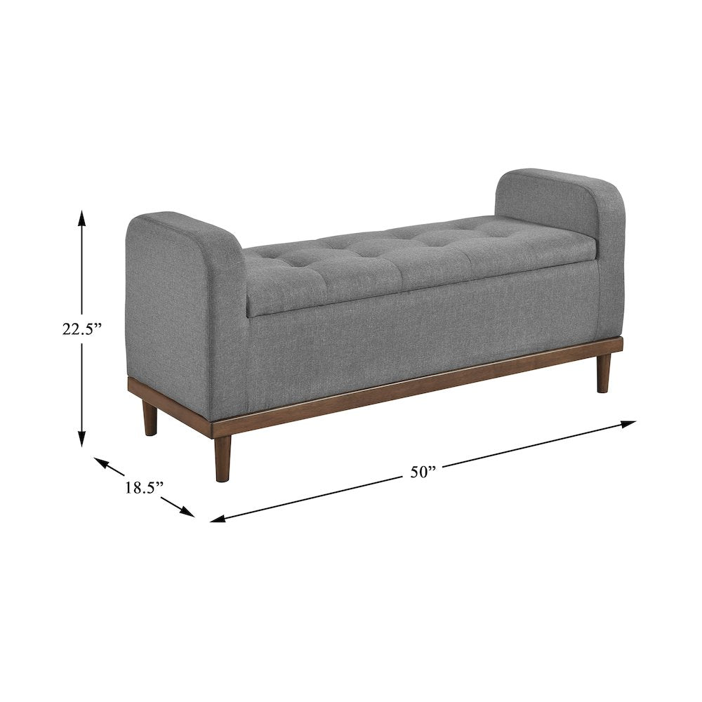Brigitte Textured Lift Top Storage Bench in Gray