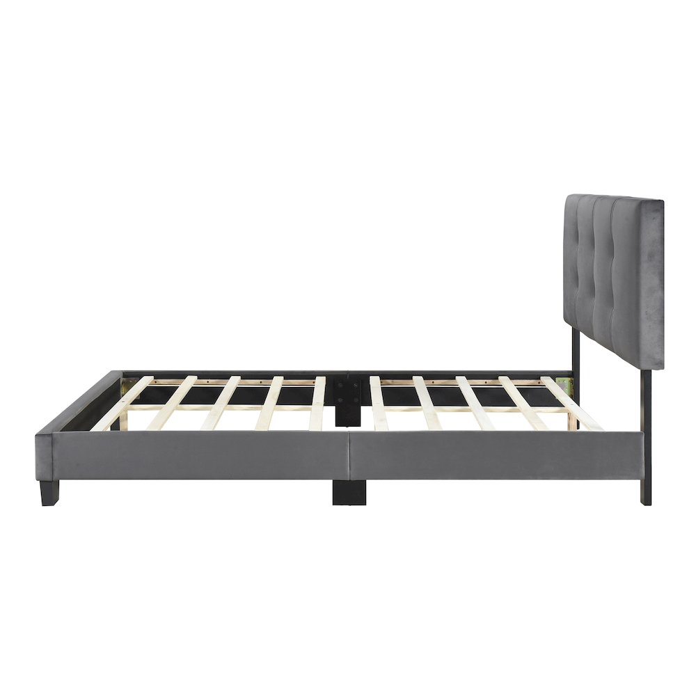 Newberry Velvet Full Platform Bed in Dark Gray