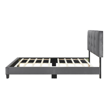 Newberry Velvet Full Platform Bed in Dark Gray