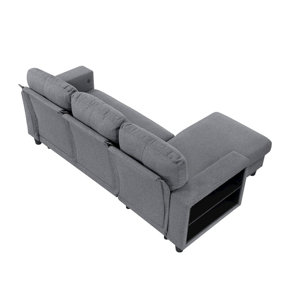 Robinson Boucle Sectional with Reversible Chaise, Pull-out Bed in Gray