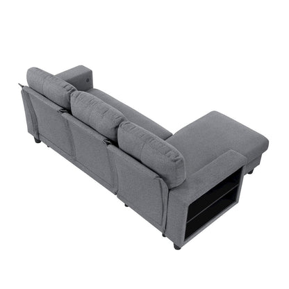 Robinson Boucle Sectional with Reversible Chaise, Pull-out Bed in Gray