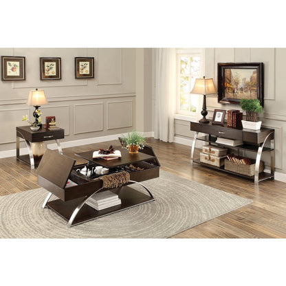 Tioga Engineered Wood End Table with Lift-Top and Storage in Espresso