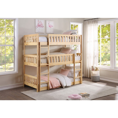 Bartly Pine Triple Bunk Bed in Natural Pine