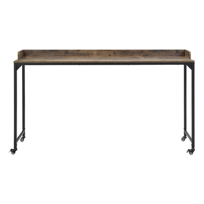 Sumter Faux Wood Over-The-Bed Desk in Rustic and Black Metal Finish