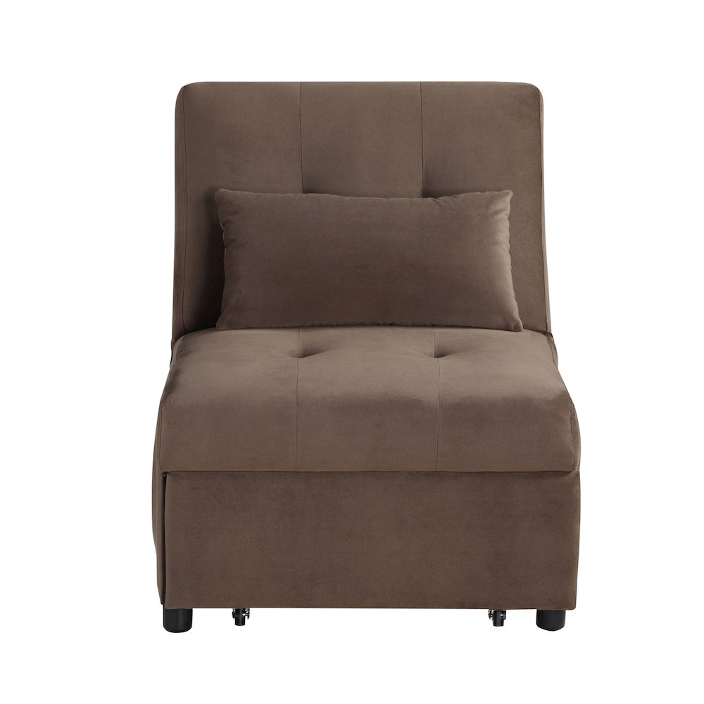 Garrell Velvet Storage Bench with Pull-Out Ottoman in Brown
