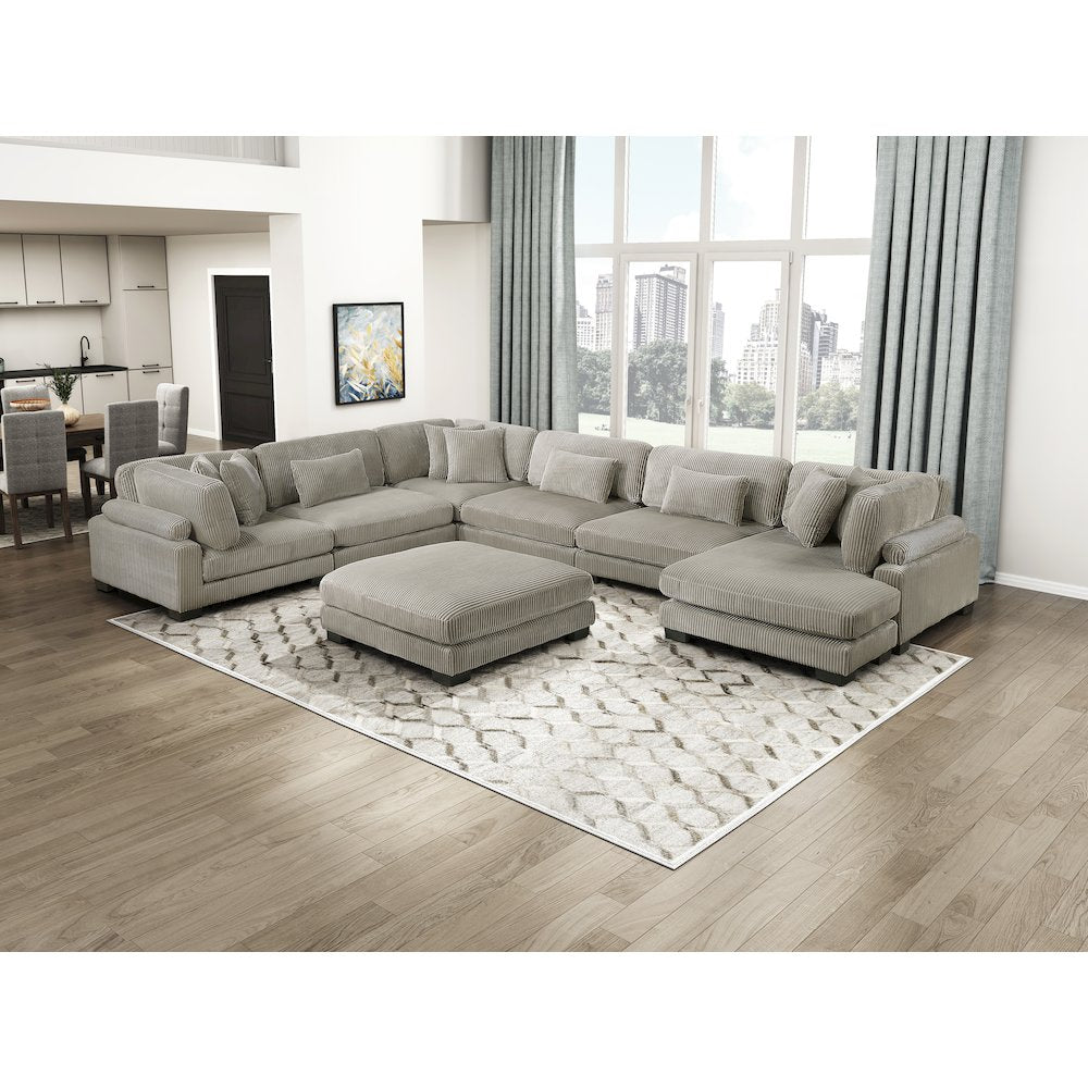 Traverse Corduroy 6-Piece Modular Sectional with chaise in Taupe