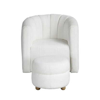 Essex Boucle Swivel Chair with Ottoman in White