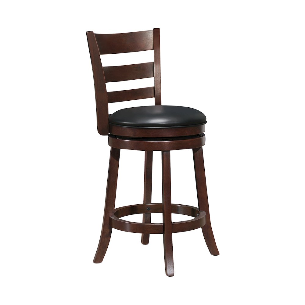 Edmond Solid Wood Swivel Counter Height Chair in Black