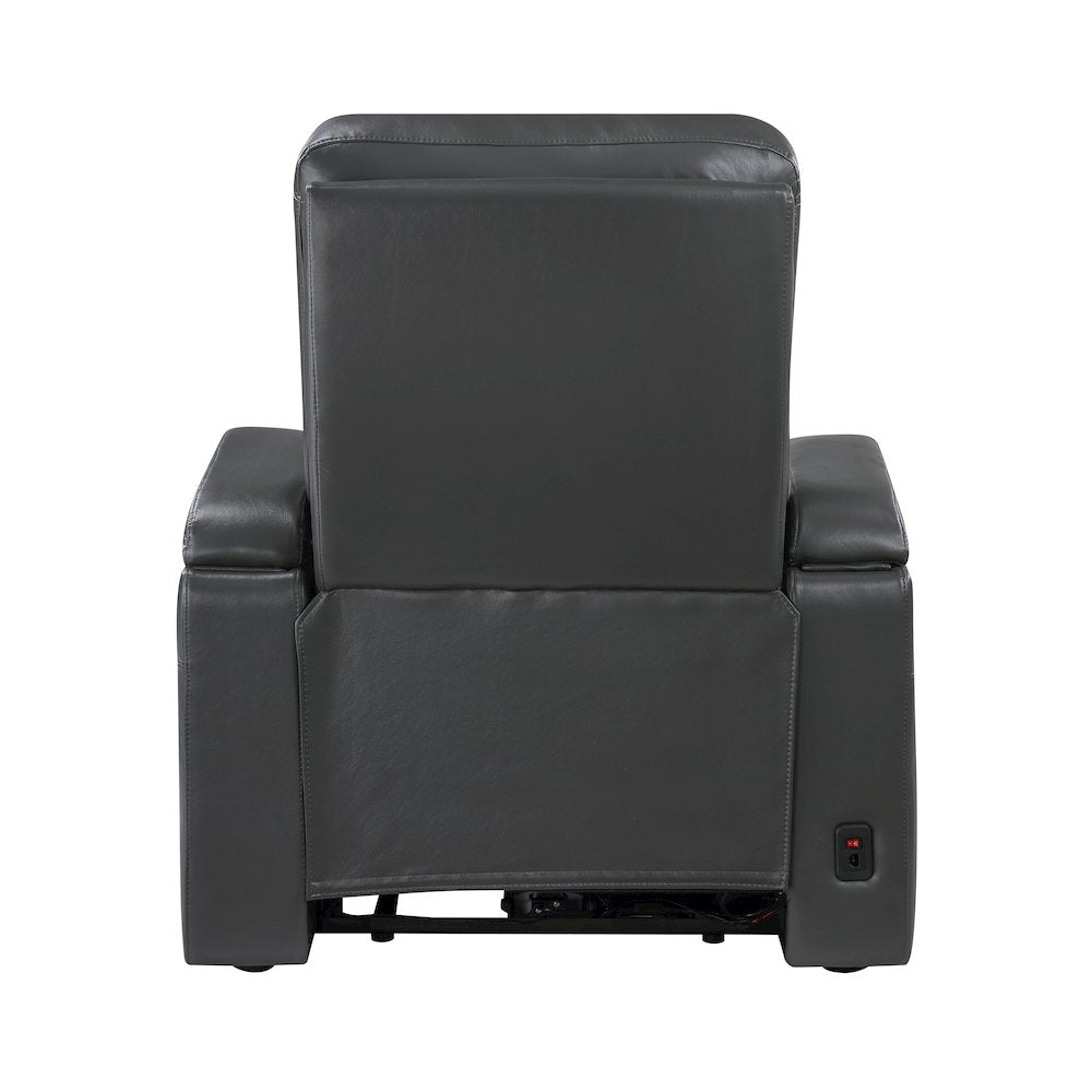 Wallstone Faux Leather Power Reclining Chair with Power Headrest in Gray