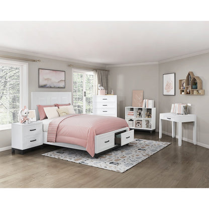 Garretson Acacia QN Pltfm Bed in 2-Tone Finish (White n Metallic Gray)
