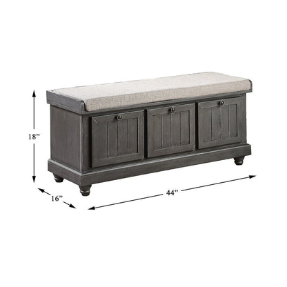 Woodwell Asian Hardwood Storage Bench in Gray