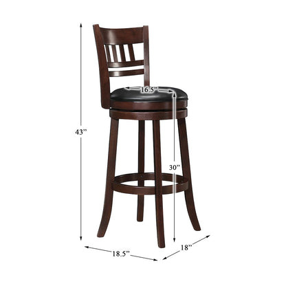 Edmond Rubberwood Bar Height Swivel Bar Stool in Dark Cherry