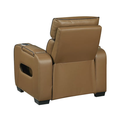 Fairway Faux Leather Power Reclining Chair with Power Headrest in Brown