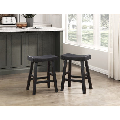 Caspian Solid Wood 24" Stool, Black color in Black finish