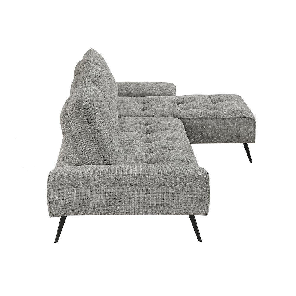 Dominic Chenille 2-Piece Sectional with Right Chaise in Dove Gray