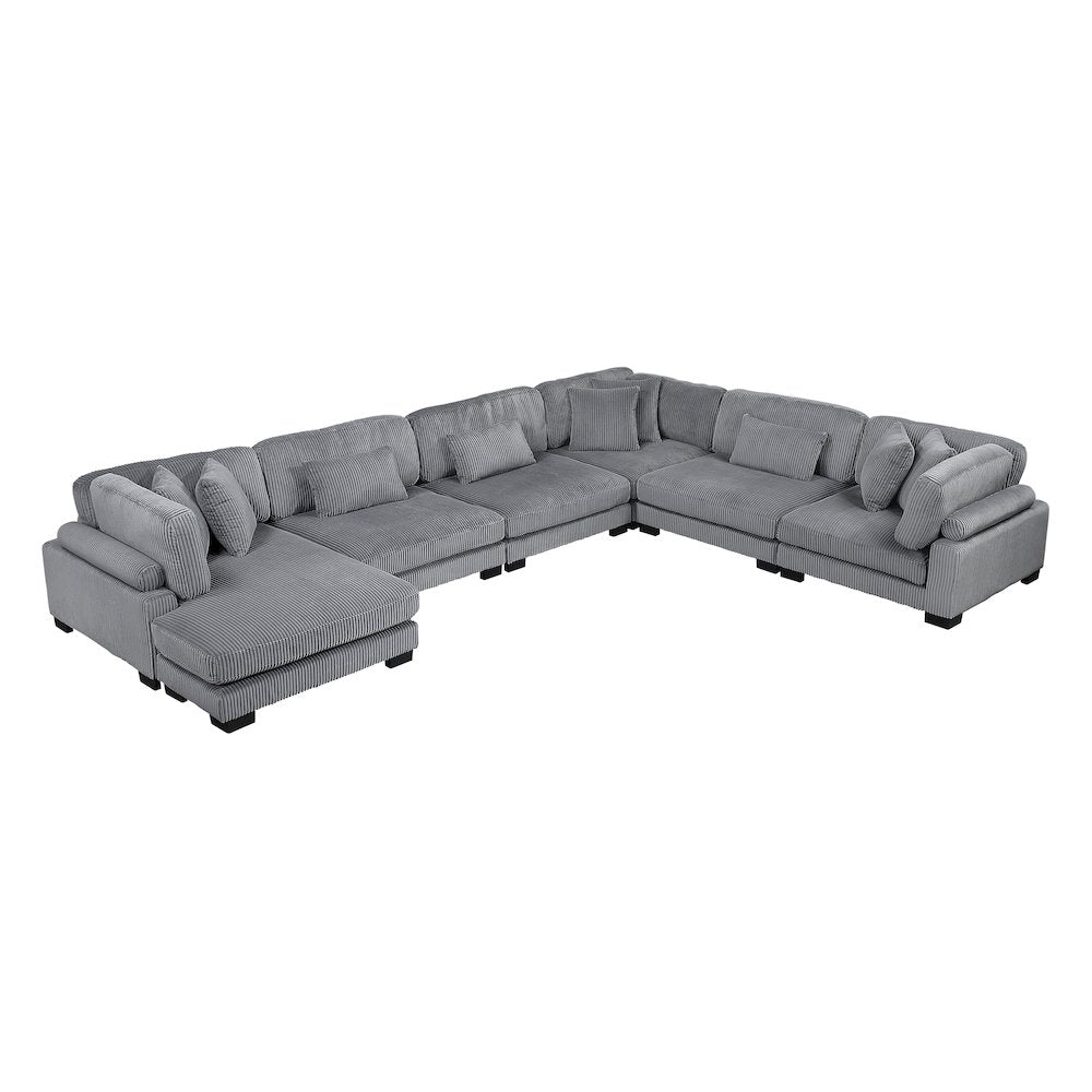 Traverse Corduroy 6-Piece Modular Sectional with chaise in Gray