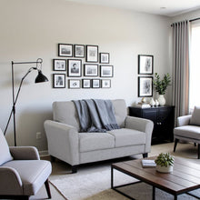 Dark Gray Upholstered Love Seat, Small Loveseat Sofa for Compact Spaces