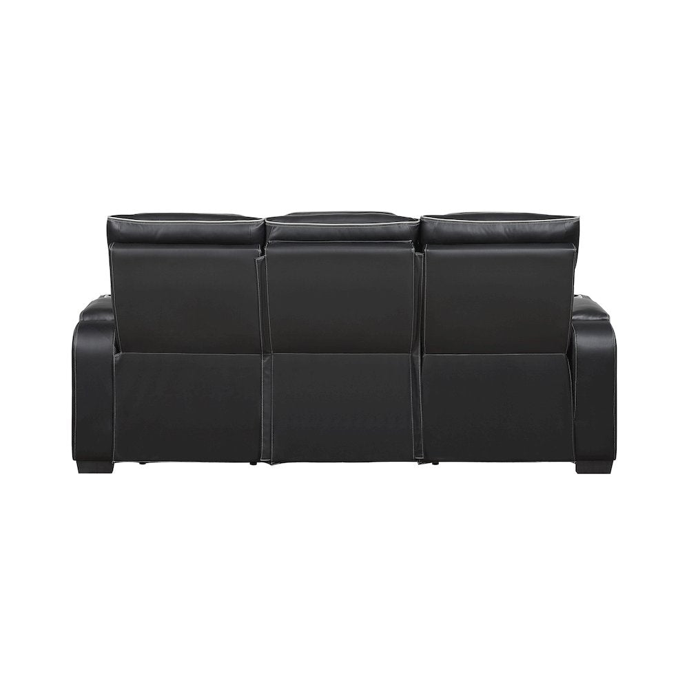 Fairway Faux Leather 3PC Power Double Reclining Sofa in Black