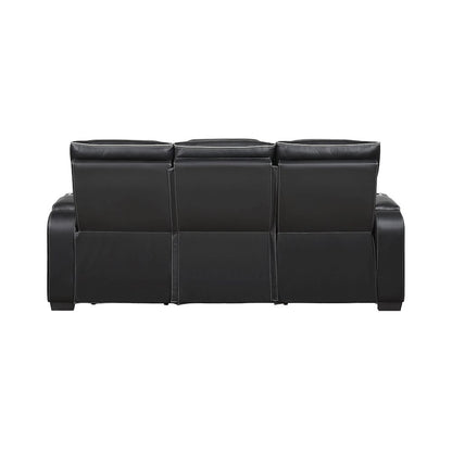 Fairway Faux Leather 3PC Power Double Reclining Sofa in Black