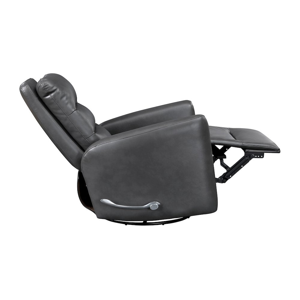 Dimitri Faux Leather Swivel Glider Reclining Chair in Gray