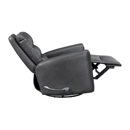 Dimitri Faux Leather Swivel Glider Reclining Chair in Gray