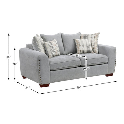 Hume Chenille 2pc Set: Sofa, Loveseat in Gray