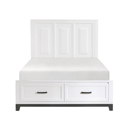 Garretson Acacia QN Pltfm Bed in 2-Tone Finish (White n Metallic Gray)
