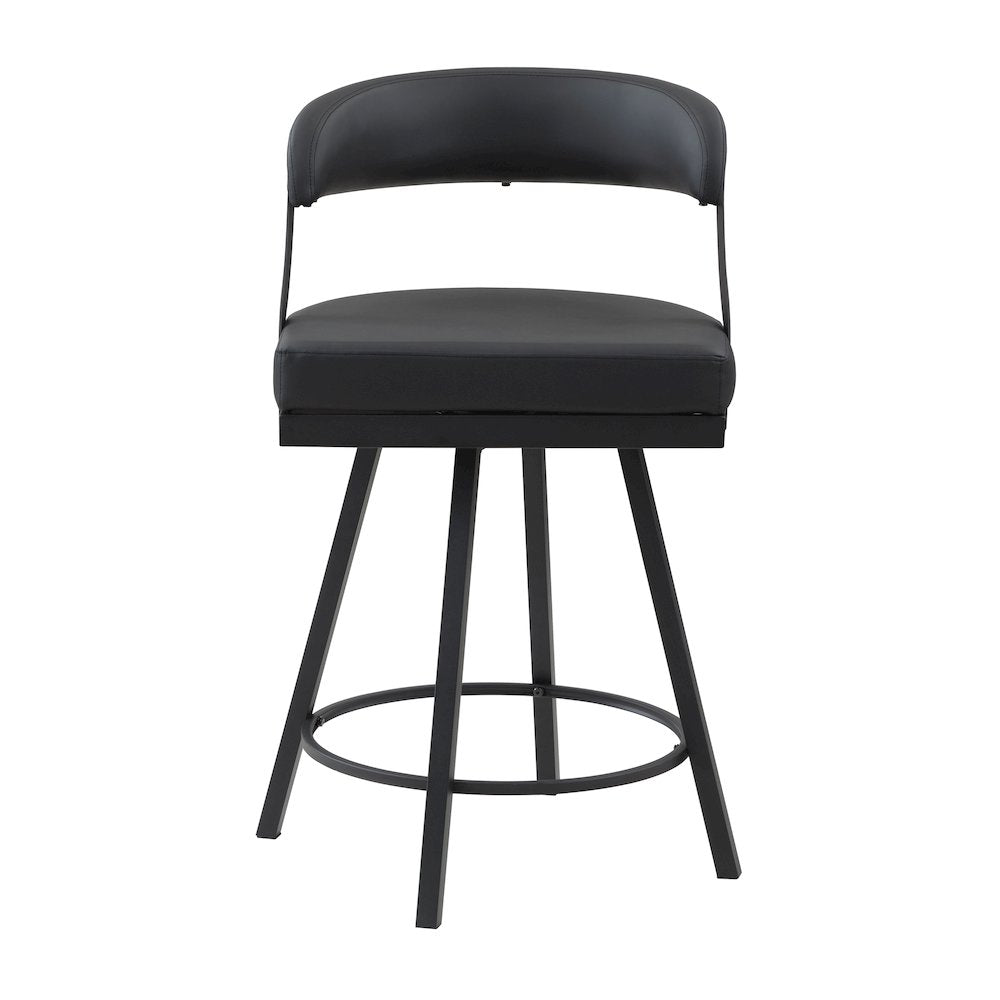 Crowley Faux leather Swivel Counter Height Chair in Black