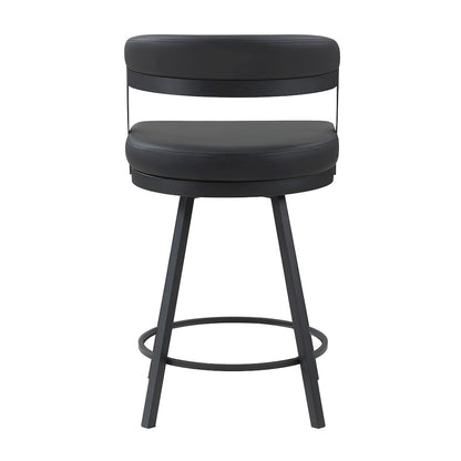 Crowley Faux leather Swivel Counter Height Chair in Black