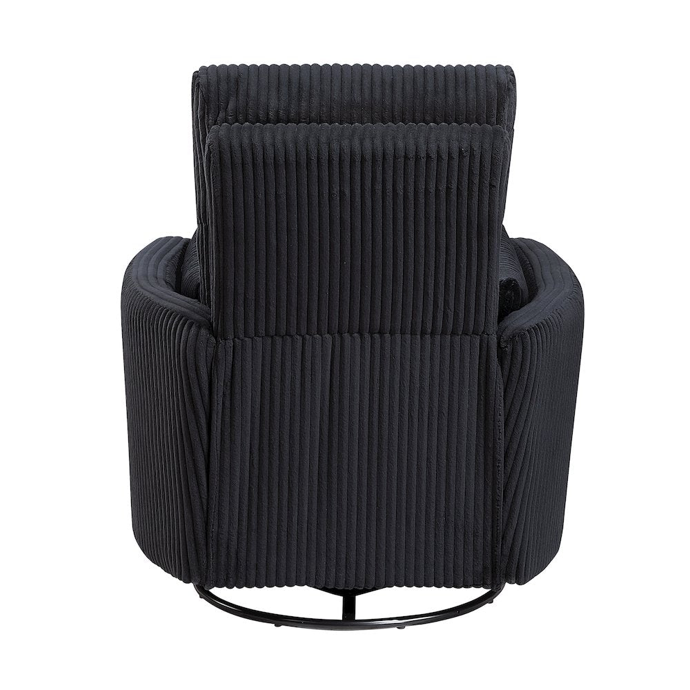 Traverse Corduroy Swivel Glider Reclining Chair in Black