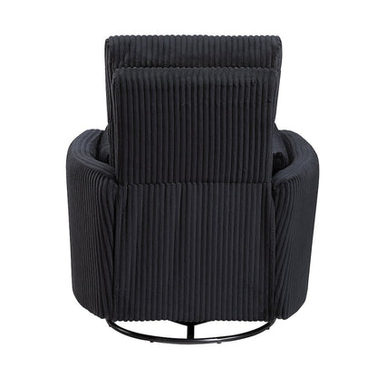Traverse Corduroy Swivel Glider Reclining Chair in Black